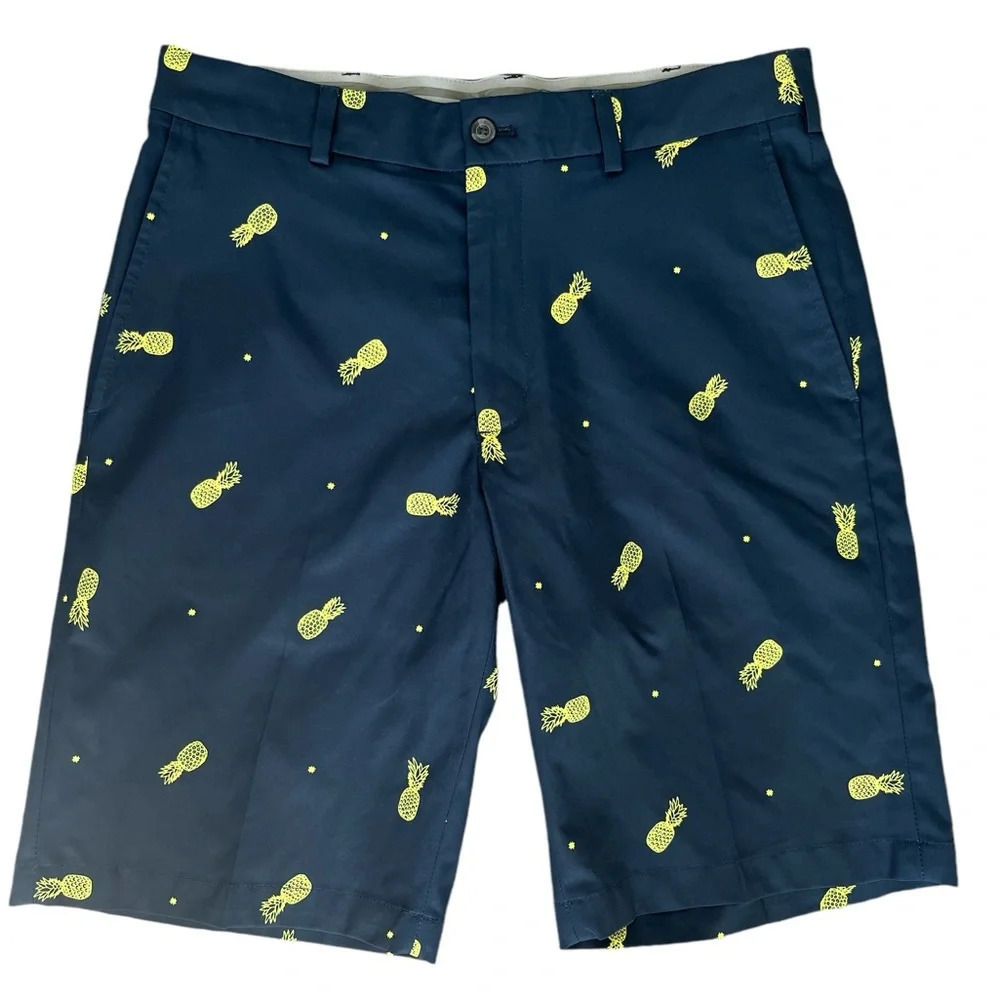 Men’s Walter Hagen Navy Pineapple Print Golf Shorts, Waist 32